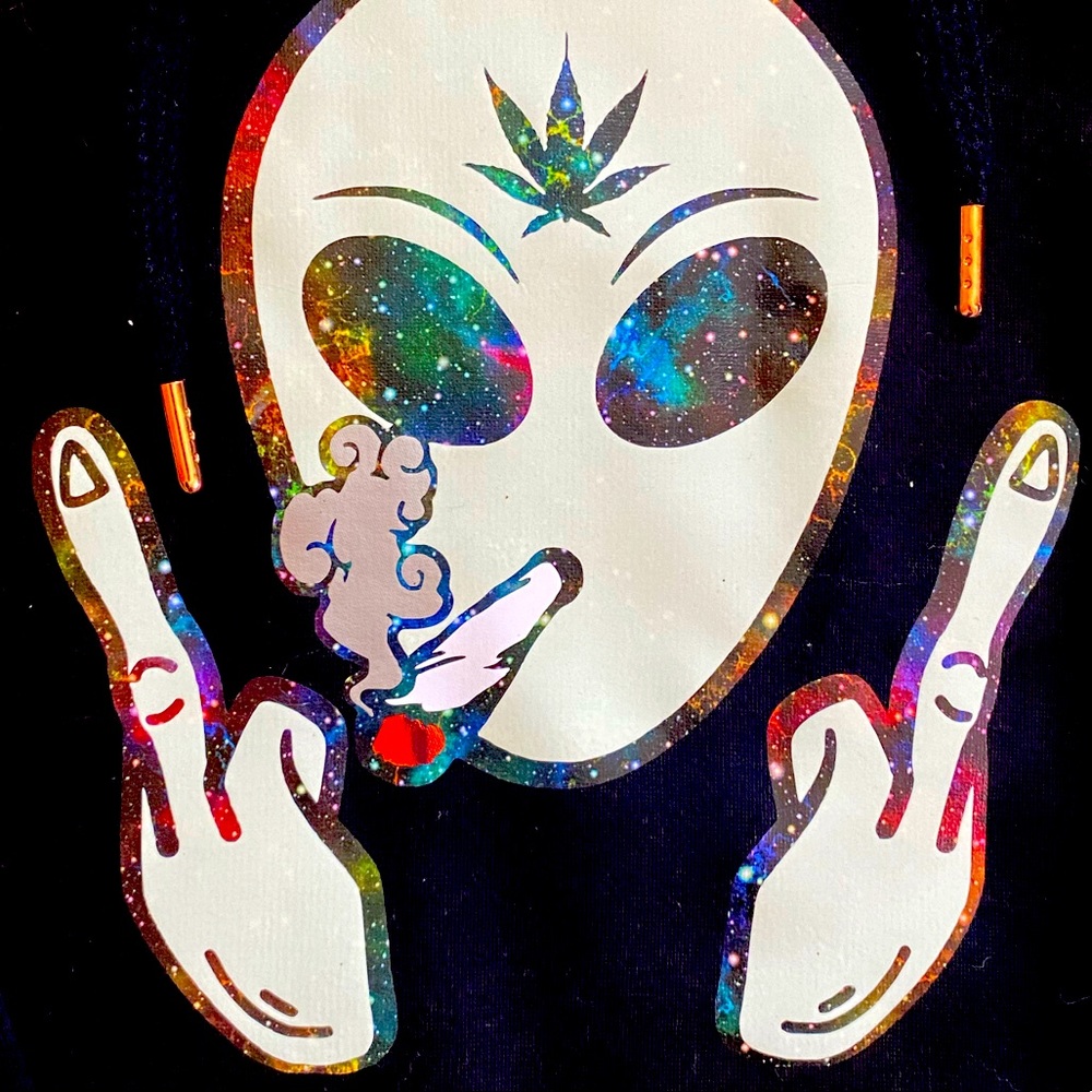 Glow in the dark smoking alien sweatshirt